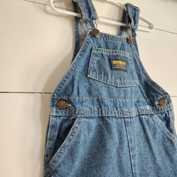 Oshkosh Vtg Boys Denim Bib Overalls Size 4T Made in USA Vestbak Blue - Picture 2 of 9